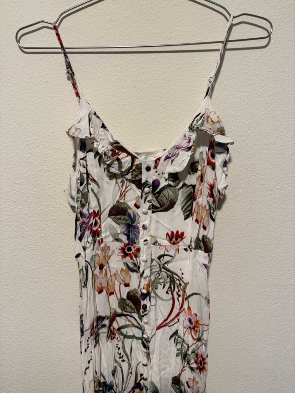 Lulu's White Floral Maxi Dress with Multicolor Botanical Print - Picture 2 of 6